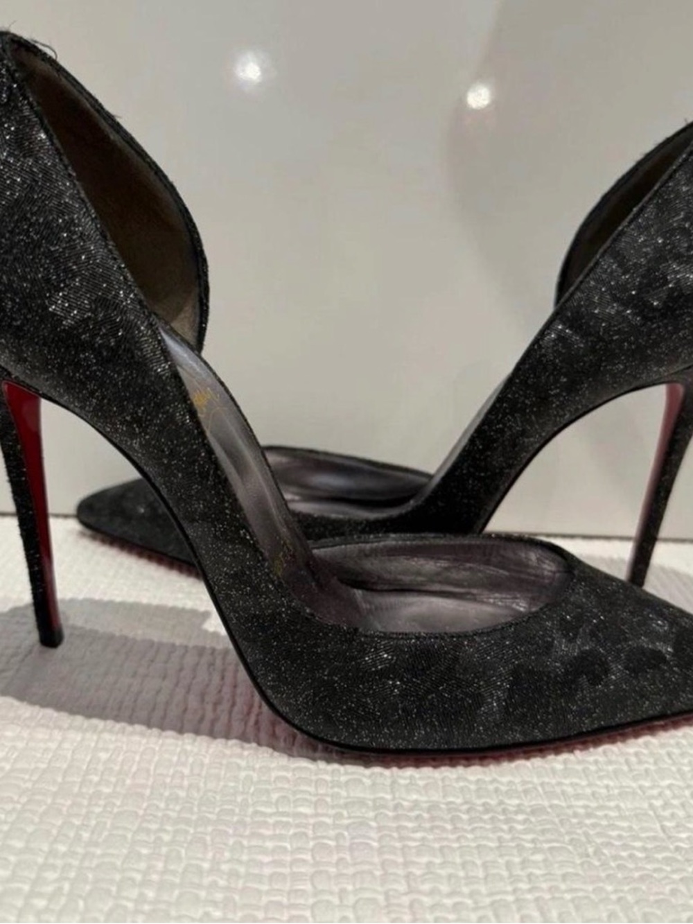 Christian louboutin Women's Black Glitter Pointed Toe Stiletto Heels